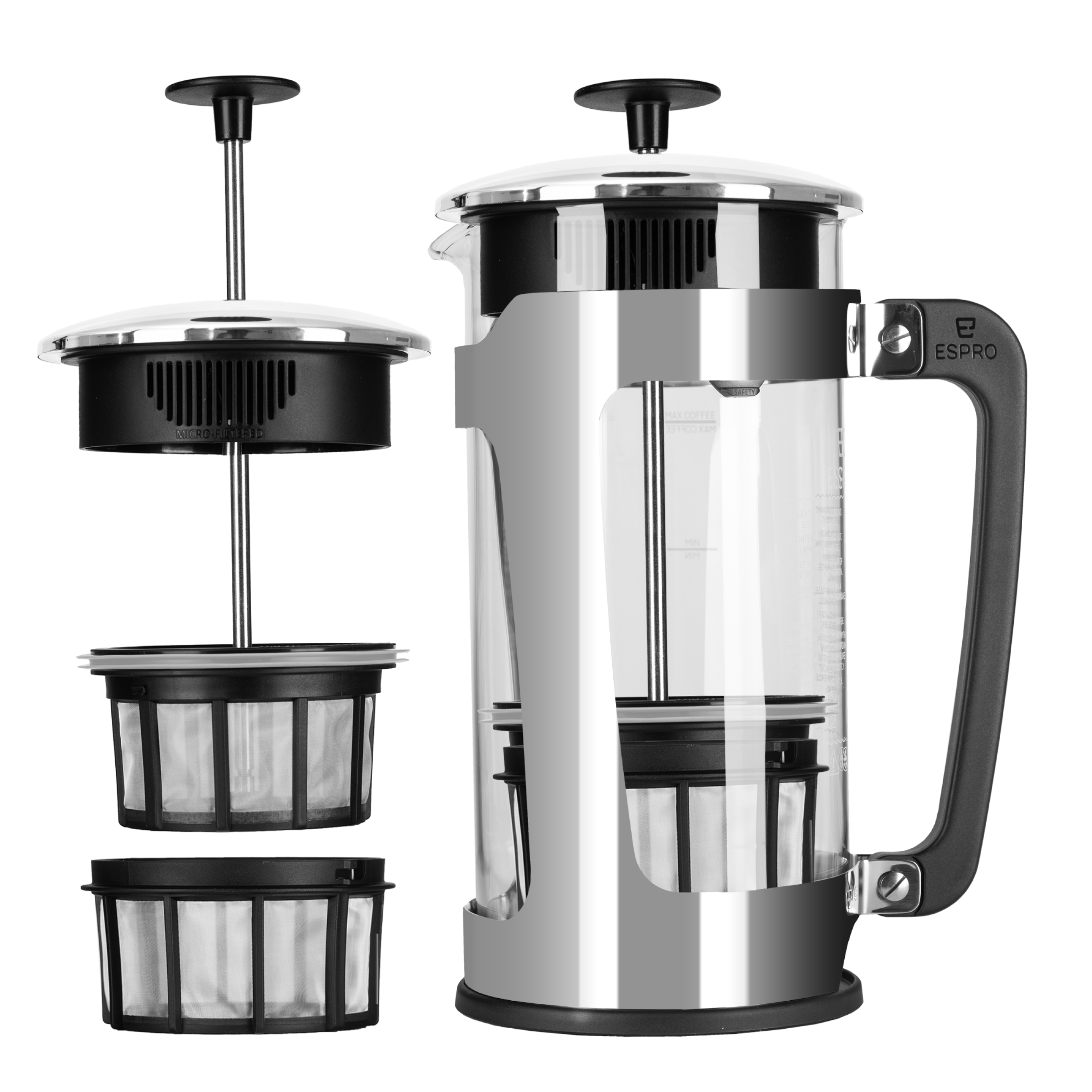 French Press Coffee Maker & Large Capacity Manual Heat Resistant Stainless  Steel Glass Transparent Manual Coffee Tea Percolator
