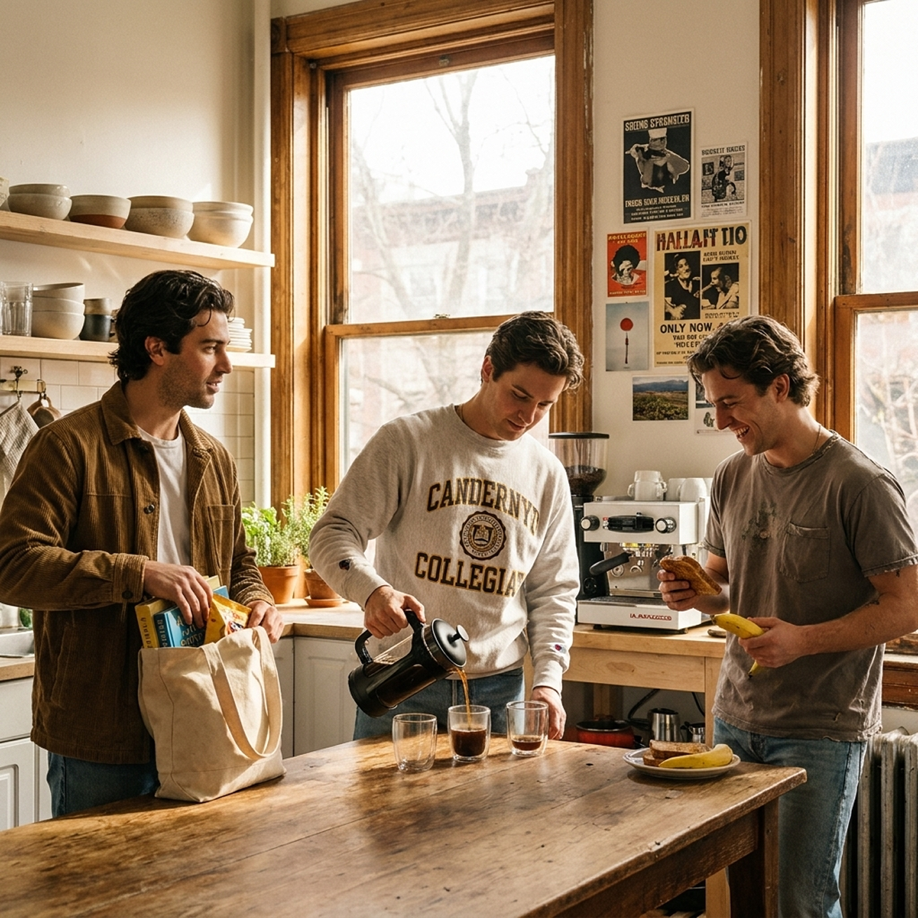 Students making coffee with the ESPRO P3 in a shared kitchen