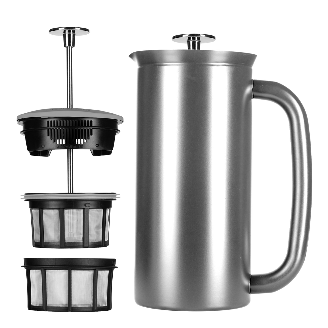 Stainless Steel French Press Coffee Tea Maker Double Wall Filter