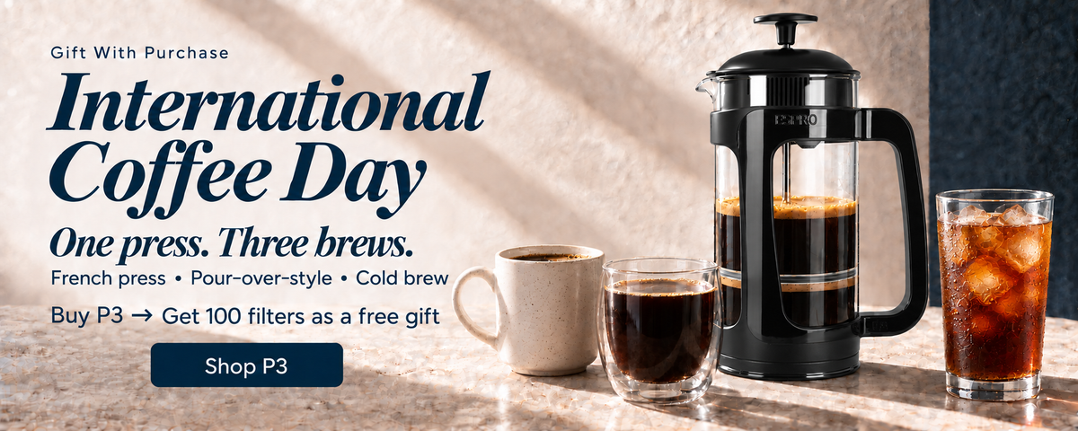 International Coffee Day: buy the ESPRO P3 French Press and get 100 filters as a free gift. Shop P3.