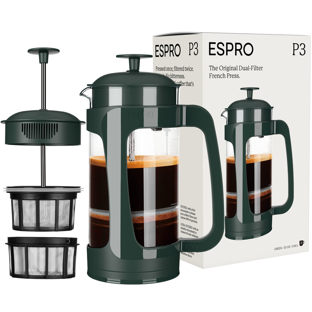 P3 French Press Coffee Maker Green