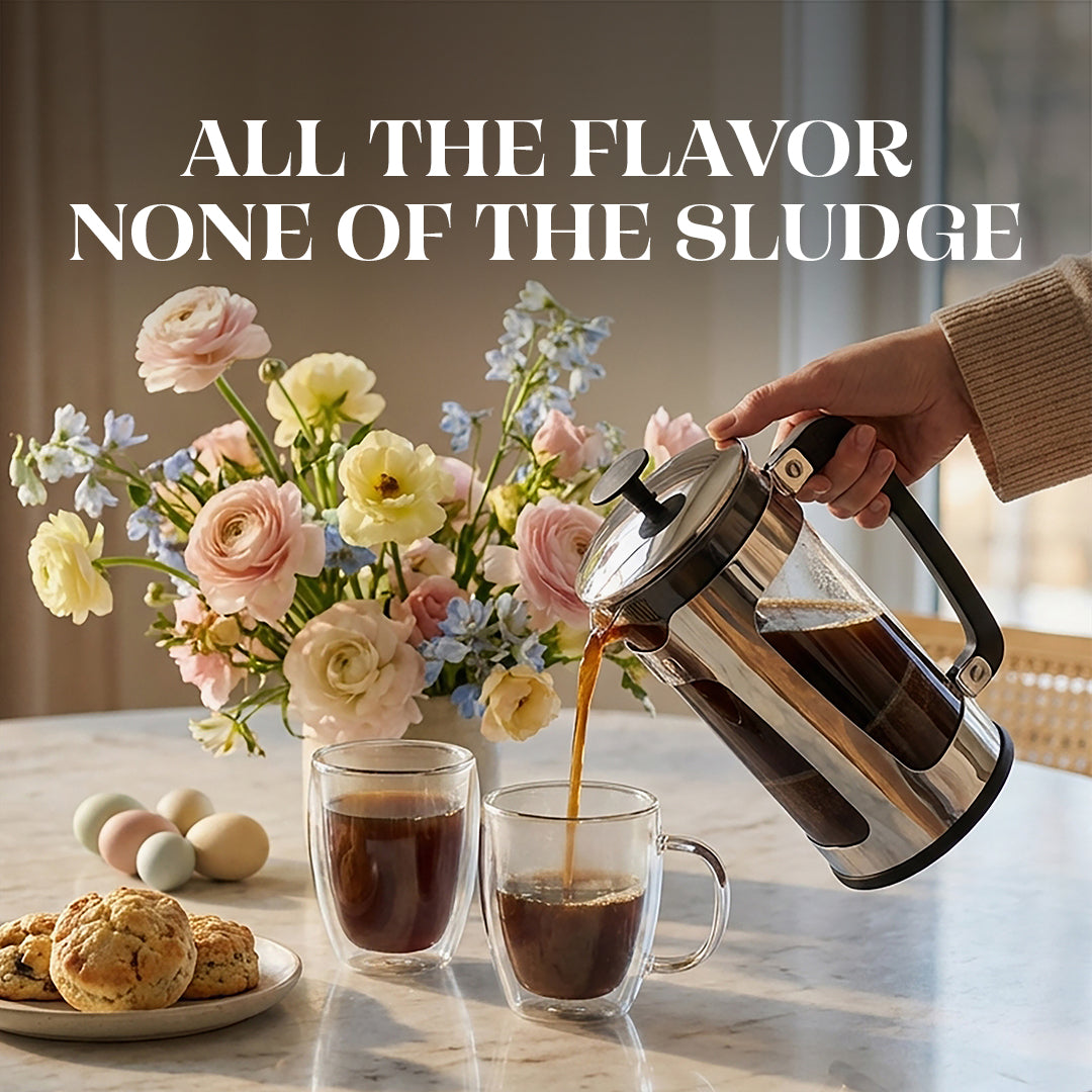 P5 32oz French Press + 100 Paper Filters