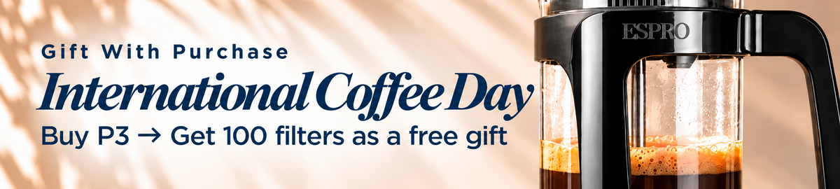 International Coffee Day: buy the ESPRO P3 French Press and get 100 filters as a free gift.