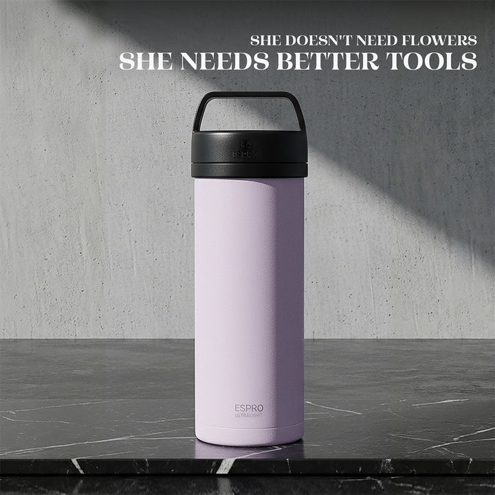 P0 Ultralight Travel Coffee Press Frost Wisteria + 100 Paper Filters