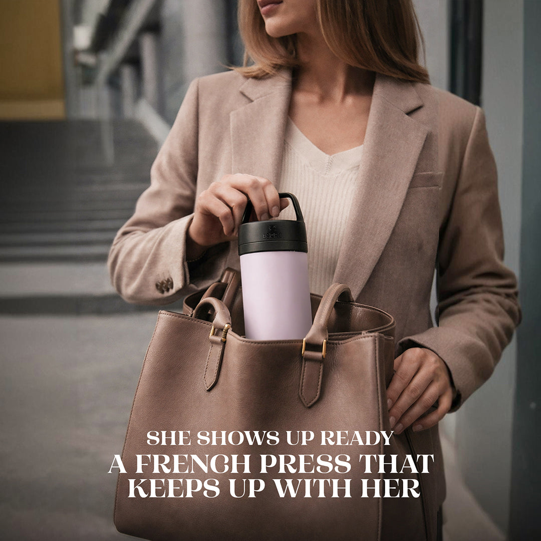 P0 Ultralight Travel Coffee Press Frost Wisteria + 100 Paper Filters