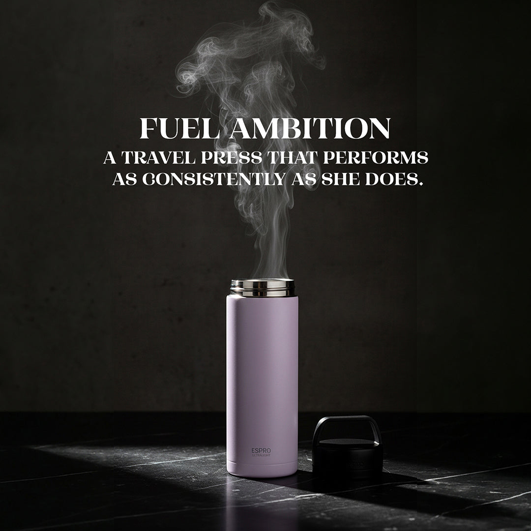 P0 Ultralight Travel Coffee Press Frost Wisteria + 100 Paper Filters