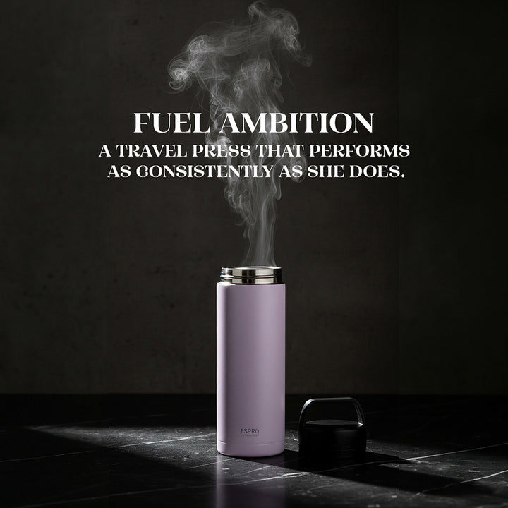 P0 Ultralight Travel Coffee Press Frost Wisteria + 100 Paper Filters